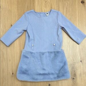 Janie and Jack girls Chic Blue Dress with Faux Fur Accent